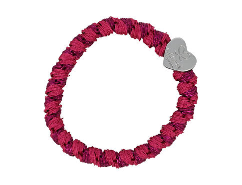 Gumička na vlasy By Eloise London Woven Silver Heart Magenta 1 ks