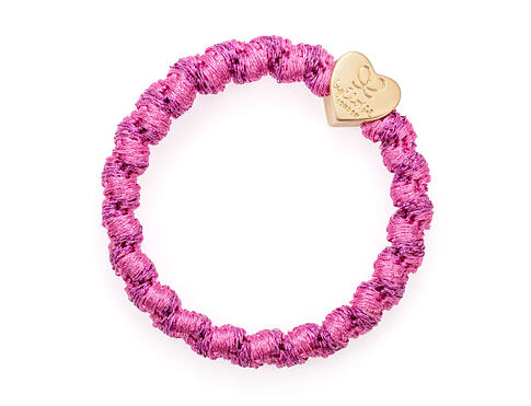 Gumička na vlasy By Eloise London Woven Gold Heart Bubblegum Pink 1 ks Bubblegum Pink