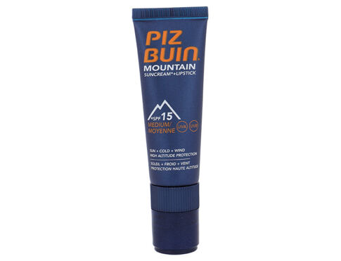 Opalovací přípravek na obličej PIZ BUIN Mountain Suncream And Lipstick SPF15 22,3 ml poškozená krabička