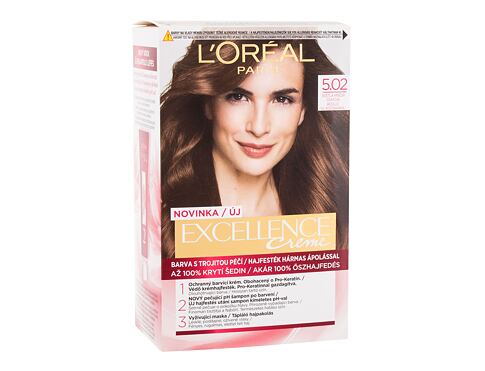 Barva na vlasy L'Oréal Paris Excellence Creme Triple Protection 48 ml 5,02 Light Brown poškozená krabička
