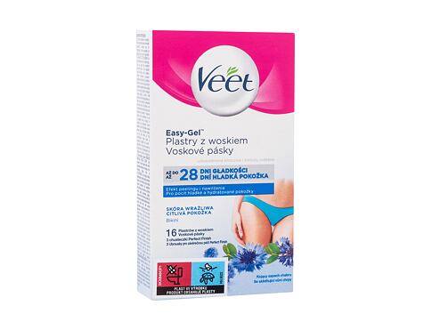Depilační přípravek Veet Easy-Gel Wax Strips Bikini Sensitive Skin 16 ks poškozená krabička