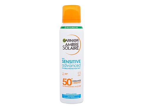 Opalovací přípravek na tělo Garnier Ambre Solaire Sensitive Advanced Invisible Protection Mist SPF50+ 150 ml poškozený flakon