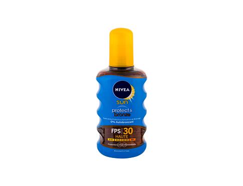Opalovací přípravek na tělo Nivea Sun Protect & Bronze Oil Spray SPF30 200 ml poškozený flakon