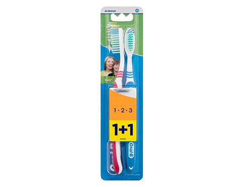 Klasický zubní kartáček Oral-B 1-2-3 Fresh Medium 2 ks poškozený obal