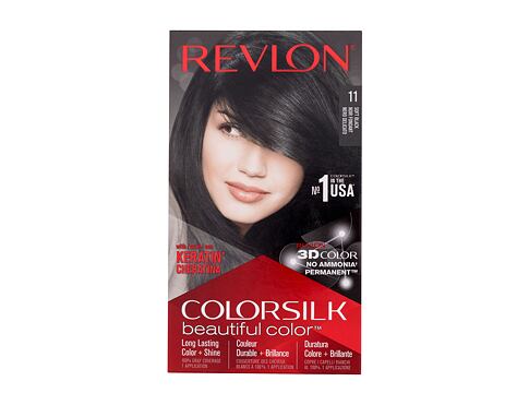 Barva na vlasy Revlon Colorsilk Beautiful Color 59,1 ml 11 Soft Black poškozená krabička