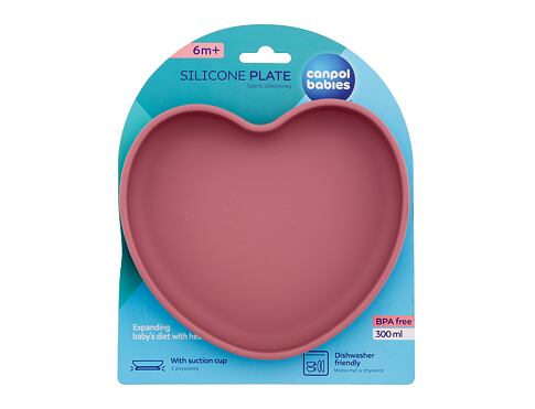Nádobí Canpol babies Silicone Suction Plate Heart Pink 300 ml