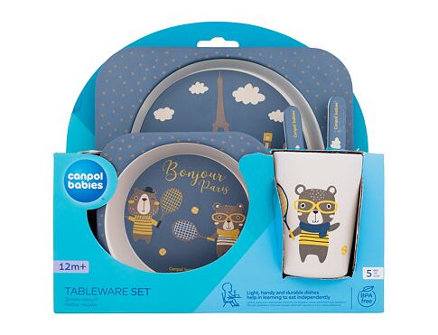 Nádobí Canpol babies Bonjour Paris Tableware Set Blue 300 ml poškozená krabička