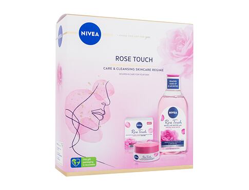 Denní pleťový krém Nivea Rose Touch Care & Cleansing Skincare Regime 50 ml poškozená krabička Kazeta