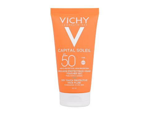 Opalovací přípravek na obličej Vichy Capital Soleil Dry Touch Protective Face Fluid SPF50 50 ml poškozená krabička