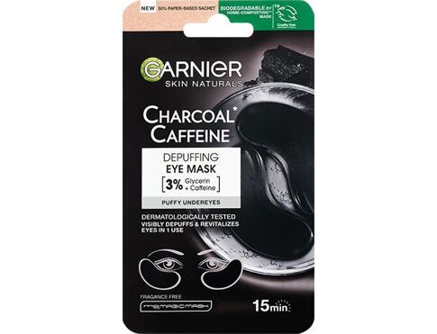 Maska na oči Garnier Skin Naturals Charcoal Caffeine Depuffing Eye Mask 5 g