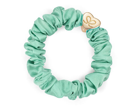 Gumička na vlasy By Eloise London Silk Scrunchie Gold Heart Mint 1 ks Mint