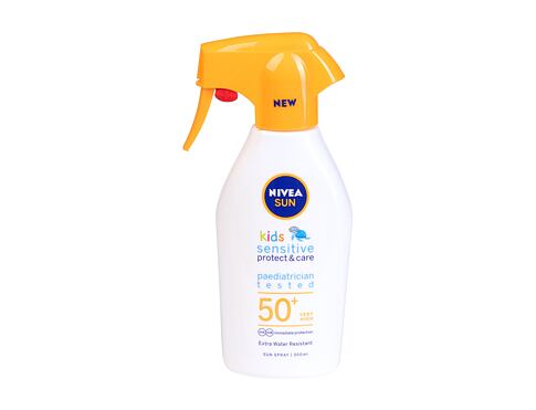 Opalovací přípravek na tělo Nivea Sun Kids Protect & Care Sensitive Sun Spray SPF50+ 300 ml poškozený flakon
