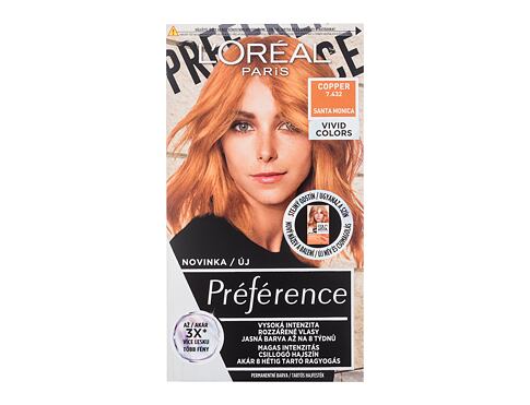 Barva na vlasy L'Oréal Paris Préférence Vivid Colors 60 ml 7,432 Copper poškozená krabička