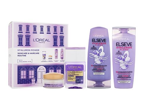 Denní pleťový krém L'Oréal Paris Hyaluron Power Skincare & Haircare Routine 50 ml poškozená krabička Kazeta