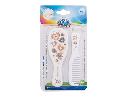Hřeben na vlasy Canpol babies Newborn Baby Baby Brush With Comb Hearts 1 ks poškozená krabička