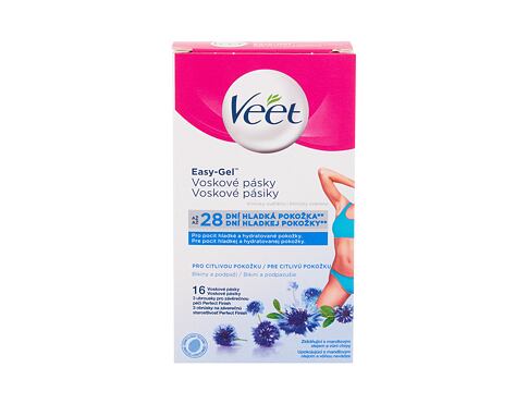 Depilační přípravek Veet Easy-Gel Wax Strips Bikini and Armpit Sensitive Skin 16 ks