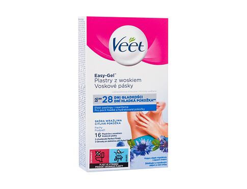 Depilační přípravek Veet Easy-Gel Wax Strips Armpit Sensitive Skin 16 ks poškozená krabička