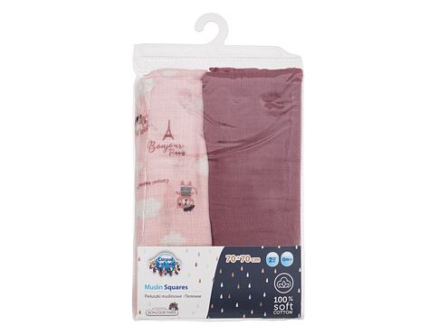 Látková plena Canpol babies Bonjour Paris Muslin Squares Diapers Pink 2 ks