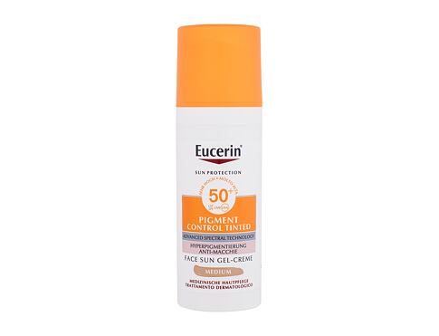 Opalovací přípravek na obličej Eucerin Sun Protection Pigment Control Tinted Gel-Cream SPF50+ 50 ml Medium poškozená krabička