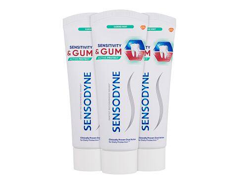 Zubní pasta Sensodyne Sensitivity & Gum Caring Mint Trio 3x75 ml poškozená krabička