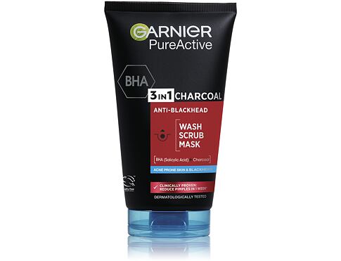 Pleťová maska Garnier Pure Active 3in1 Charcoal 150 ml