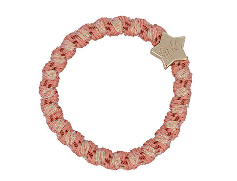 Gumička na vlasy By Eloise London Woven Gold Star Coral Pink 1 ks