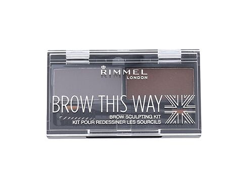 Set a paletka na obočí Rimmel London Brow This Way 2,4 g 003 Dark Brown poškozená krabička