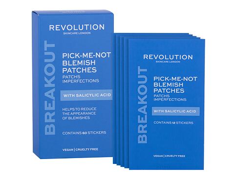 Pleťová maska Revolution Skincare Breakout Pick-Me-Not Blemish Patches With Salicylic Acid 60 ks poškozená krabička