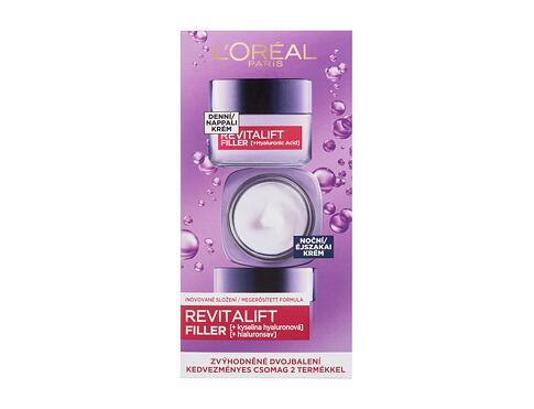Denní pleťový krém L'Oréal Paris Revitalift Filler HA Duo Set 50 ml poškozená krabička Kazeta