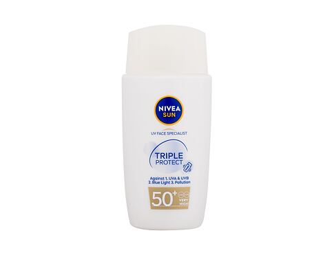 Opalovací přípravek na obličej Nivea Sun Triple Protect Ultra-Light Hydrating Fluid SPF50+ 40 ml poškozená krabička