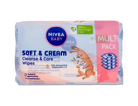 Čisticí ubrousky Nivea Baby Soft & Cream Cleanse & Care Wipes 4x57 ks