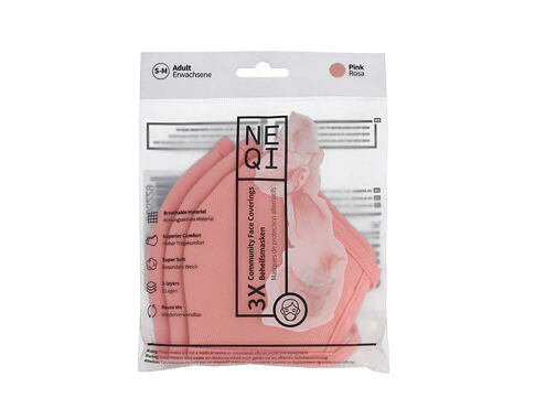 Rouška a respirátor NEQI Adult Community Face Coverings S-M Pink 3 ks