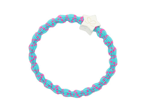 Gumička na vlasy By Eloise London Silver Star Pink on Blue 1 ks Pink on Blue