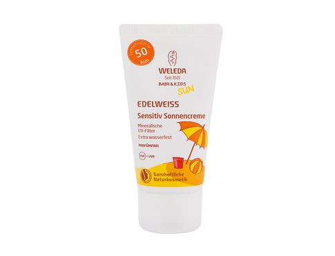 Opalovací přípravek na tělo Weleda Baby & Kids Sun Edelweiss Sunscreen Sensitive SPF50 50 ml