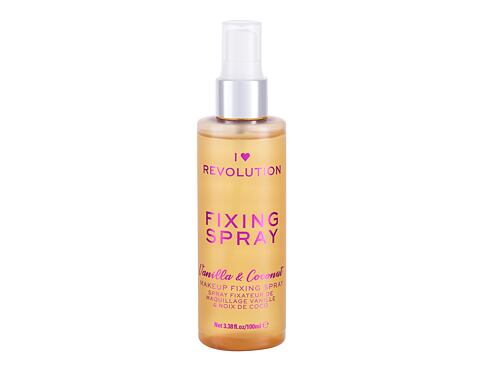 Fixátor make-upu Makeup Revolution London I Heart Revolution Fixing Spray Vanilla & Coconut 100 ml poškozený flakon