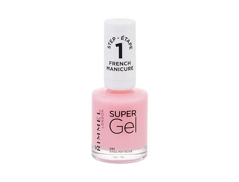 Lak na nehty Rimmel London Super Gel French Manicure STEP1 12 ml 091 English Rose poškozený flakon