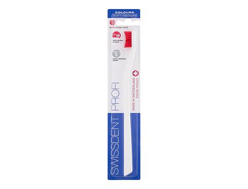 Klasický zubní kartáček Swissdent Profi Colours Soft Medium 1 ks White&Red poškozený obal