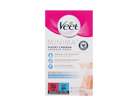 Depilační přípravek Veet Minima Hypoallergenic Wax Strip Bikini And Underarms Sensitive Skin 16 ks