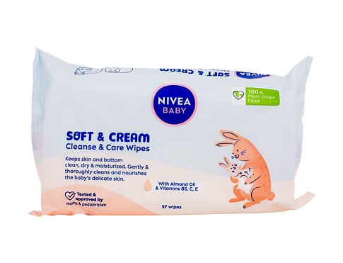 Čisticí ubrousky Nivea Baby Soft & Cream Cleanse & Care Wipes 57 ks