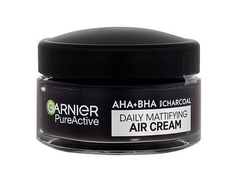Denní pleťový krém Garnier Pure Active AHA + BHA Charcoal Daily Mattifying Air Cream 50 ml poškozená krabička