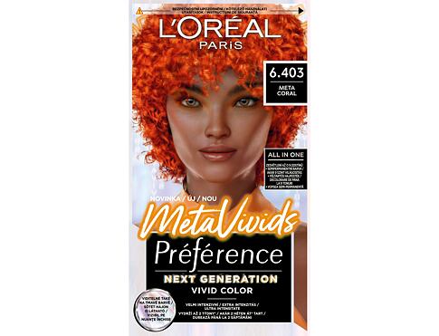 Barva na vlasy L'Oréal Paris Préférence Meta Vivids 75 ml 6.403 Meta Coral