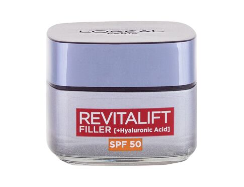 Denní pleťový krém L'Oréal Paris Revitalift Filler HA SPF50 50 ml poškozený flakon