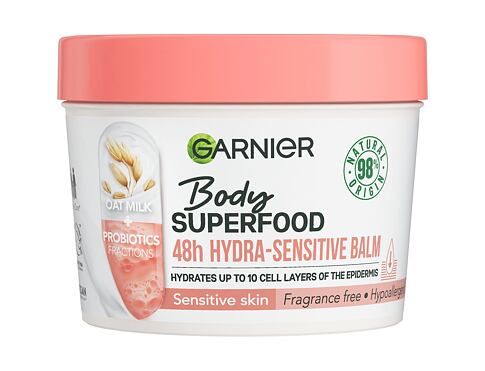 Tělový balzám Garnier Body Superfood 48h Hydra-Sensitive Balm Oat Milk + Prebiotics 380 ml