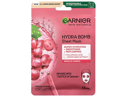 Pleťová maska Garnier Skin Naturals Hydra Bomb Natural Origin Grape Seed Extract 1 ks