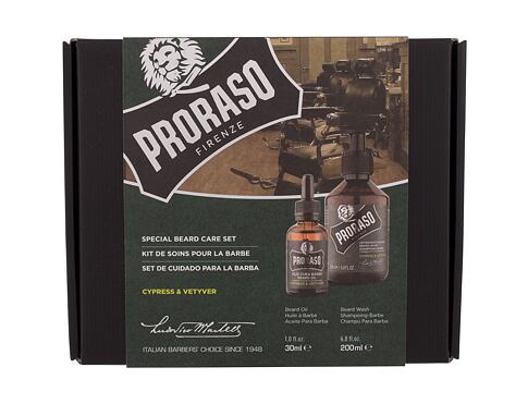 Šampon PRORASO Cypress & Vetyver Special Beard Care Set 200 ml Kazeta