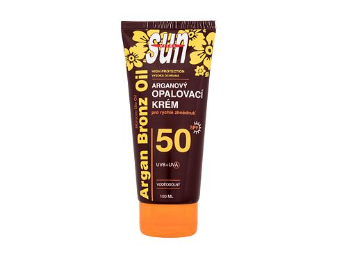 Opalovací přípravek na tělo Vivaco Sun Argan Bronz Oil Tanning Cream SPF50 100 ml