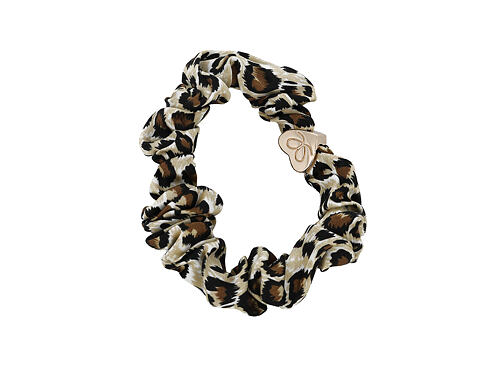 Gumička na vlasy By Eloise London Silk Scrunchie Gold Heart Leopard 1 ks