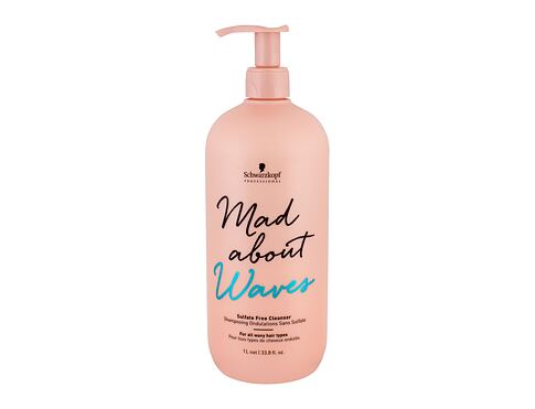 Šampon Schwarzkopf Professional Mad About Waves Sulfate Free Cleanser 1000 ml poškozený flakon
