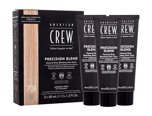 Barva na vlasy American Crew Precision Blend Natural Grey Blending Hair Color 3x40 ml 7/8 Light Claro Clair Blond poškozená krabička